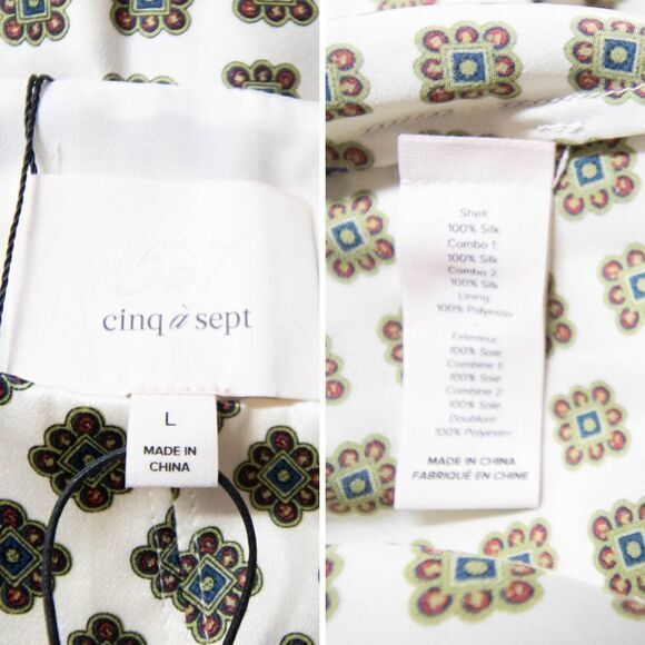 NEW Cinq à Sept 100% Silk Geneva Empire-waist Mini Dress, Ivory,  L - Picture 9 of 15